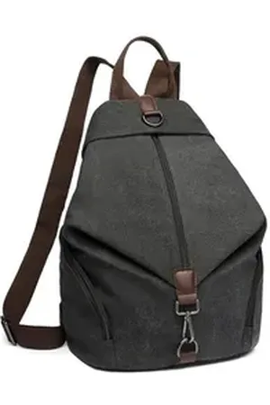 Kono Rucksack Vintage Canvas Rucksack Vintage Umhängetasche für Reise & Schule schwarz