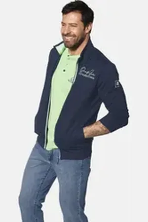 Jan Vanderstorm Sweatjacke JAVALD mit seitlichen Leistentaschen blau 4XL (68/70)