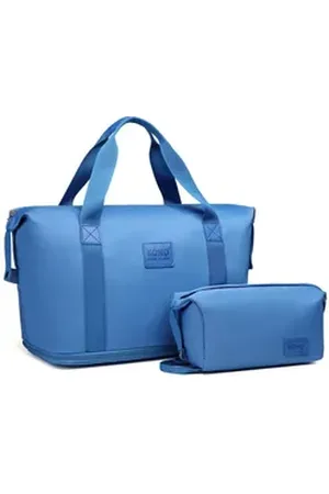 Kono Reisetasche 2-in-1 Set: Erweiterbare Handgepäck-Tasche (36L) + Kosmetiktasche, Praktisches und leichtes Design blau