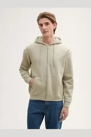 TOM TAILOR Denim Sweatjacke Hoodie Sweatjacke mit Logo-Print beige M