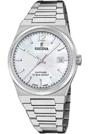 Festina Quarzuhr Rivé Collection F20035/1, Armbanduhr, Damenuhr, Swiss Made, Saphirglas, bis 10 bar wasserdicht silberfarben