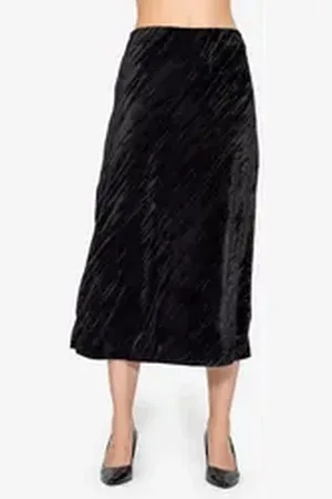 SASSYCLASSY Midirock Schlichter, eleganter Midi Samtrock Damen Taillierter Midirock aus Samt für feminine Looks Grün Schwarz schwarz S