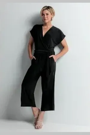 Bianca Jumpsuit OVERALL in cleanem Look mit V-Neck schwarz 38