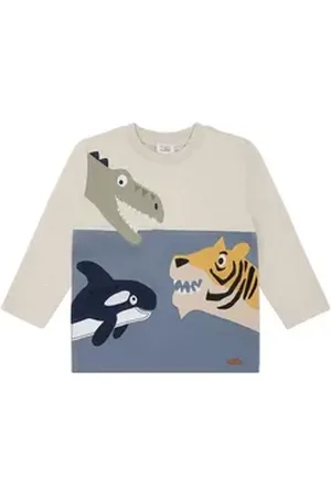 Hust & Claire Langarmshirt Anton (1-tlg) mit bunten Applikationen beige 110