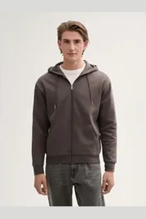 TOM TAILOR Denim Sweatjacke Hoodie Sweatjacke mit Logo-Print grau S