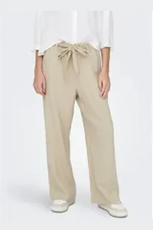 JDY Culotte SAY MW LINEN BELT PANT WVN NOOS beige 40 (L)