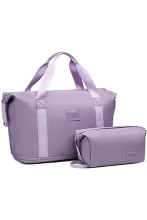 Kono Reisetasche 2-in-1 Set: Erweiterbare Handgepäck-Tasche (36L) + Kosmetiktasche, Praktisches und leichtes Design lila