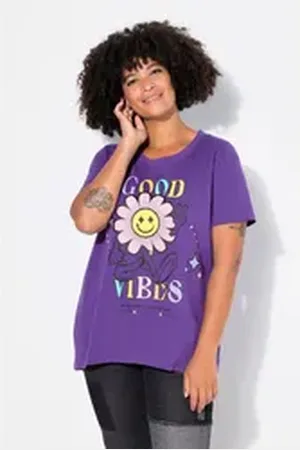 Angel of Style Angel of Style T-Shirt T-Shirt A-Linie Blumen-Motiv lila 48