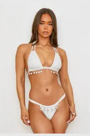 Moda Minx Bikini-Hose Lumiere Droplet mit wunderschönen Anhängern weiß M