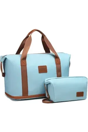 Kono Reisetasche 2-in-1 Set: Erweiterbare Handgepäck-Tasche (36L) + Kosmetiktasche, Praktisches und leichtes Design blau|braun|grau
