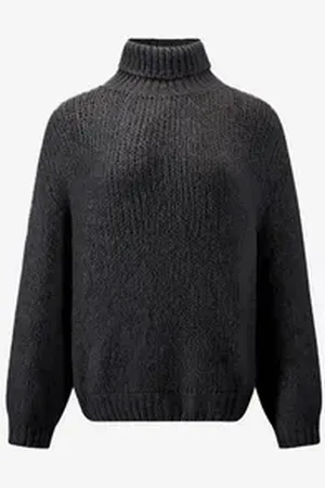 SASSYCLASSY Strickpullover Oversize Pullover Damen Winter mit Rollkragen Rollkragenpullover aus weichem Strick Elegant Schwarz Beige Rot Grau beige|grau L/XL