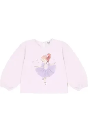 Hust & Claire Langarmshirt Alma (1-tlg) mit Ballerina-Illustration in zarten Pastelltönen lila 128