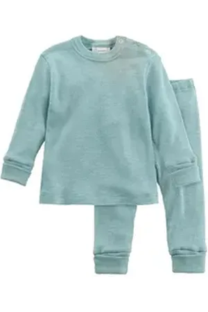 hessnatur Pyjama aus Bio-Baumwolle mit Merinowolle und Seide (2 tlg) grün 98/104