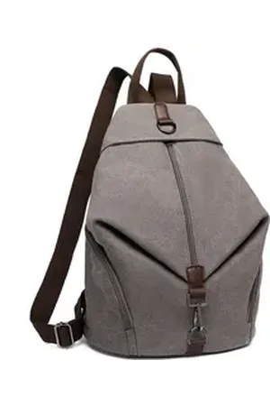 Kono Rucksack Vintage Canvas Rucksack Vintage Umhängetasche für Reise & Schule grau