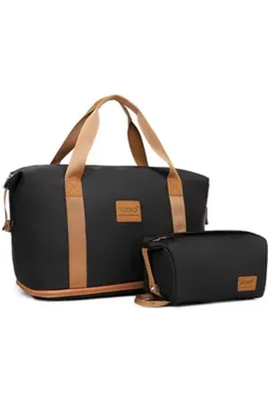 Kono Reisetasche 2-in-1 Set: Erweiterbare Handgepäck-Tasche (36L) + Kosmetiktasche, Praktisches und leichtes Design braun|schwarz