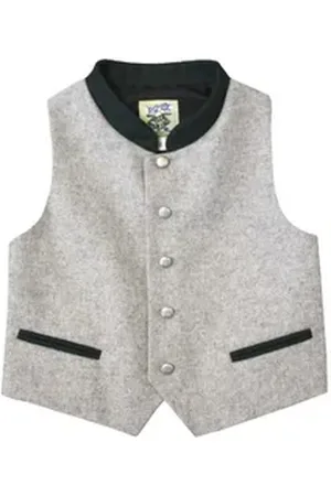 Isar Trachtenjacke Kinderweste - LEANDER - grau/grün grau|grün 152
