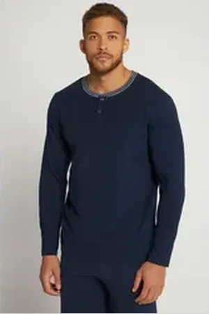 JP 1880 Henleyshirt Henley Langarm Rundhals Knopfleiste blau|schwarz 5XT