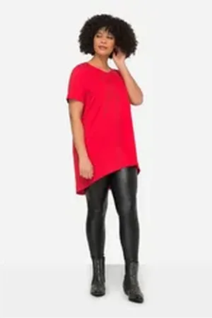 Angel of Style Angel of Style T-Shirt Longshirt Rundhals Halbarm gerundeter Saum rot 48