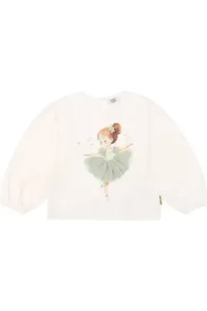 Hust & Claire Langarmshirt Alma (1-tlg) mit Ballerina-Illustration in zarten Pastelltönen beige 98