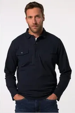 JP 1880 Poloshirt JP 1880 Poloshirt Langarm Piqué Brusttaschen blau|schwarz 7XL