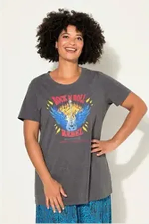 Angel of Style Angel of Style T-Shirt T-Shirt oversized Gitarren-Motiv Halbarm grau 50