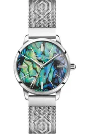 Thomas Sabo Quarzuhr ARIZONA SPIRIT ABALONE WA0344-201-218-33 MM, Armbanduhr, Damenuhr, Hämatit-Stein auf der Krone, Abalone-Perlmutt silberfarben