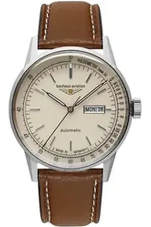 Bauhaus Automatikuhr G38 Automatic 2366-5, Armbanduhr, Herrenuhr, Made in Germany, Mechanische Uhr, Lederarmband braun