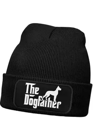 MoonWorks Strickmütze Herren Beanie mit Patch Dogfather Strickmütze mit Spruch schwarz