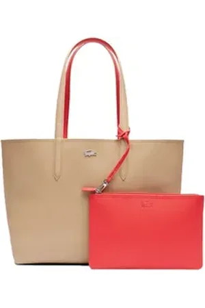 Lacoste Henkeltasche Damen Handtasche Lederimitat beige|bunt