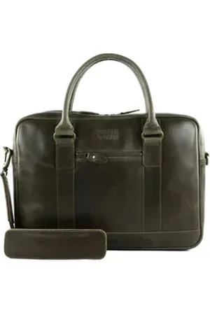 Buckle & Seam Businesstasche Orange Business Bag, aus echtem Rindsleder grün