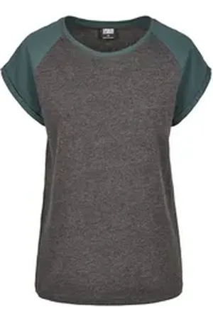 Urban classics Kurzarmshirt Damen Ladies Contrast Raglan Tee (1-tlg) grau 4XL
