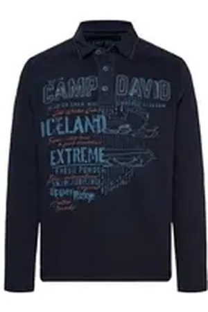 Camp David Langarm-Poloshirt mit Artworks und Twill-Details XL