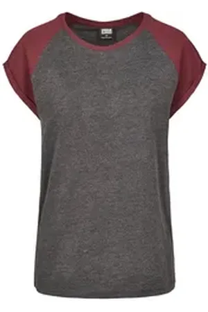Urban classics Kurzarmshirt Damen Ladies Contrast Raglan Tee (1-tlg) grau 4XL