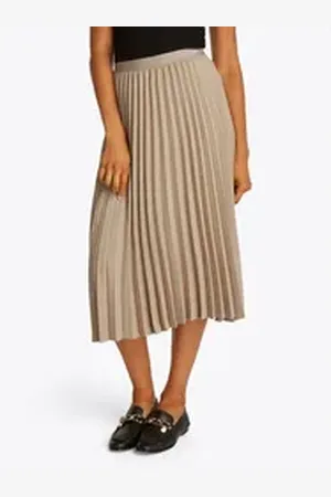 Tommy Hilfiger Plisseerock FLUID PLEATED PULL ON MIDI SKIRT mit rundum Falten beige 44