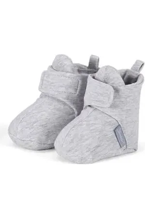 Sterntaler ® OCS Babyschuh Outdoorschuh (1-tlg) Bequeme Krabbelschuhe - Baby Schuhe Mädchen, Organic Cotton Baby-Schuh aus Singlejersey - Flexible Schuhe, Babyschuhe in Silber melange mit Klettverschluss und Jerseyfutter - Baby Ballerinas Schuhe uni S