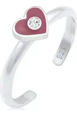Elli Silberring Kinder Herz Emaille Kristall 925 Silber, Herz silberfarben