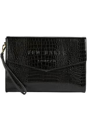 Ted Baker Clutch Crocey Croc Effect Envelope Pouch schwarz