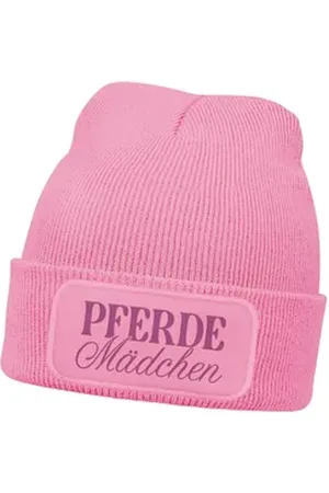 MoonWorks Bommelmütze Wintermütze Kinder Beanie für Mädchen mit Patch Pferdemädchen rosa