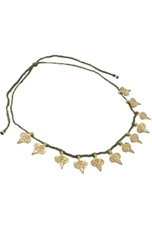 GURU-SHOP Perlenkette Makramee Kette Modeschmuck, Boho Kopfschmuck.. grün
