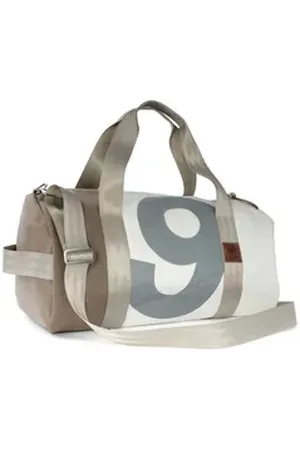 360° 360Grad Reisetasche Pirat Umhänge-Tasche Segeltuch weiß-taupe, Zahl hellgrau weiß