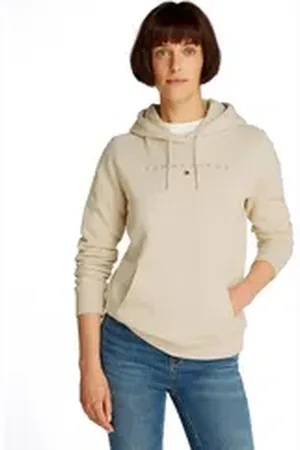 Tommy Hilfiger Kapuzensweatshirt TJW REG TONAL LINEAR HOODIE EXT in Großen Größen, Kapuze, Logostickerei beige 5XL (50)