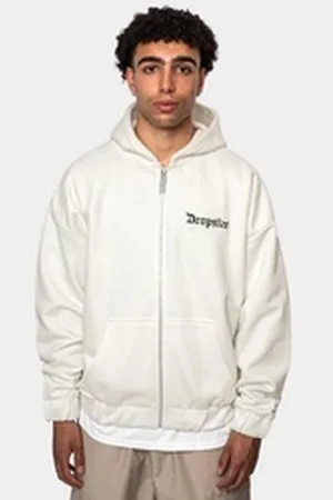 Dropsize Hoodie DZH2 Herren Zip Hoodie Heavy Oversized Fit 400 GSM Oversize Kapuzenpullover weiß XXL