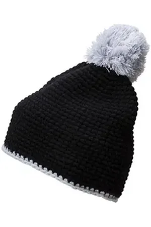 Myrtle Beach Bommelmütze Pompon Hat with Contrast Stripe Wintermütze