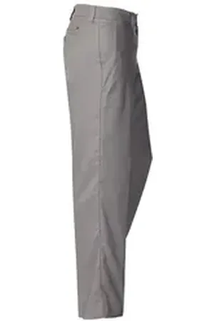 Tommy Hilfiger Golfhose Herren lang gerade geschnitten mit Sticklogo Gürtelschlaufen angeschrägte Vordertaschen - aus leichtem angenehmen Polyester grau W34/L32 - Gr. 52