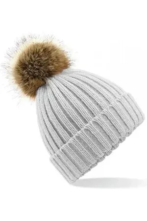 Beechfield ® Bommelmütze Herrenmütze Fur Pom Chunky Beanie / Luxus-Kunstfell-Bommel