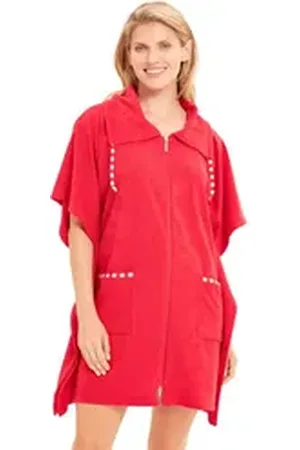 Rösch Damenbademantel 1245549, 85,00 cm, 80% Baumwolle/20% Polyester rot 42