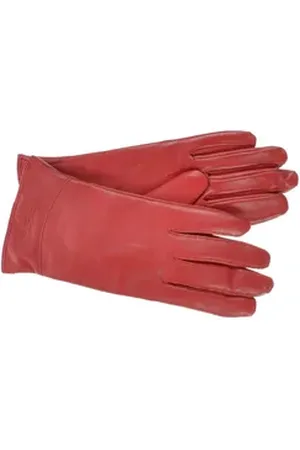 Seeberger Lederhandschuhe Leder Fingerhandschuhe mit längerem Schaft rot L