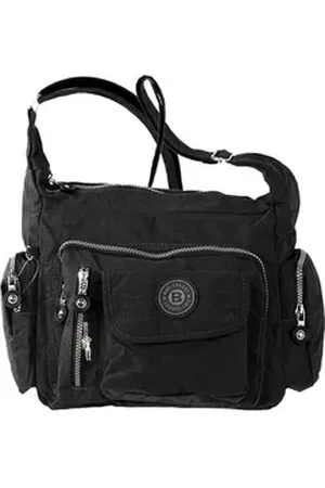 Bag Street Schultertasche Damenhandtasche Schultertasche (Schultertasche), Schultertasche Nylon, schwarz ca. 30cm x ca. 22cm schwarz