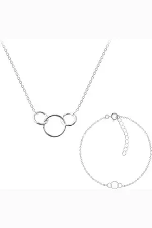 ALEXANDER YORK Schmuckset Kette mit Anhänger, Armband 3 RINGE ineinander, 2-tlg., 925 Sterling Silber silberfarben