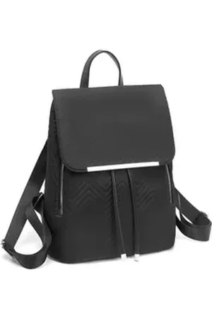 MISS LULÙ Cityrucksack Damen Rucksack aus Kunstleder – Elegant mit Rolltop. schwarz